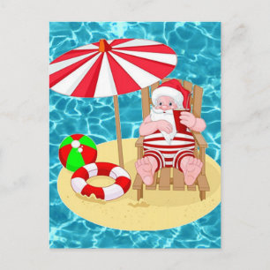 Cartes Pour Fêtes Annuelles xmas beach santa claus