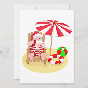 Cartes Pour Fêtes Annuelles xmas beach santa claus