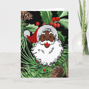 Cartes Pour Fêtes Annuelles xmas holly black santa claus