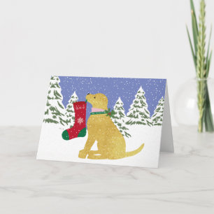 Cartes Pour Fêtes Annuelles Xmas Jaune Personnalisé Laboratoire Preppy Chien