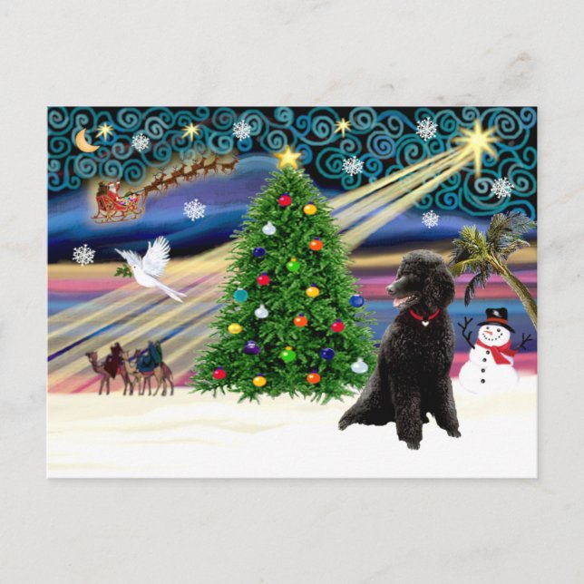 Cartes Pour Fêtes Annuelles Xmas Magic-Poodle-Std-noir (Devant)