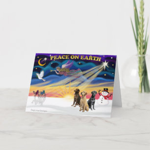 Cartes Pour Fêtes Annuelles XmasSunrise-3 Retrievers du Labrador