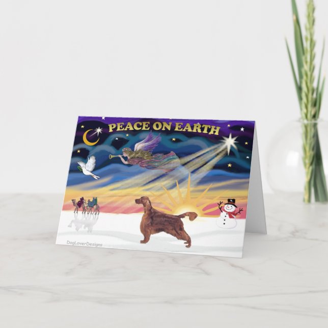 Cartes Pour Fêtes Annuelles XmasSunrise - Irish Setter 1 (Devant)