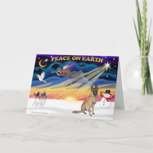 Cartes Pour Fêtes Annuelles XmasSunrise-Malinois belge5