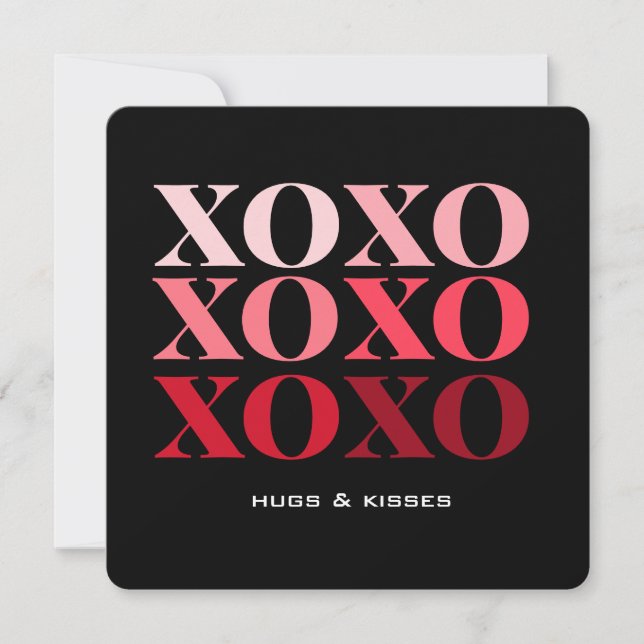 Cartes Pour Fêtes Annuelles XO Hugs & Kisses, Valentines Day Holiday Card (Devant)