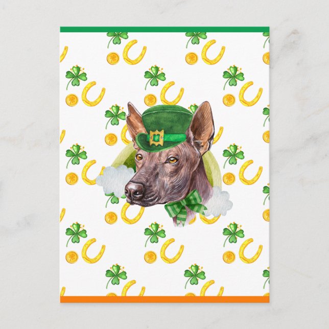 Cartes Pour Fêtes Annuelles Xoloitzcuintle Shamrock Saint-Patricks (Devant)