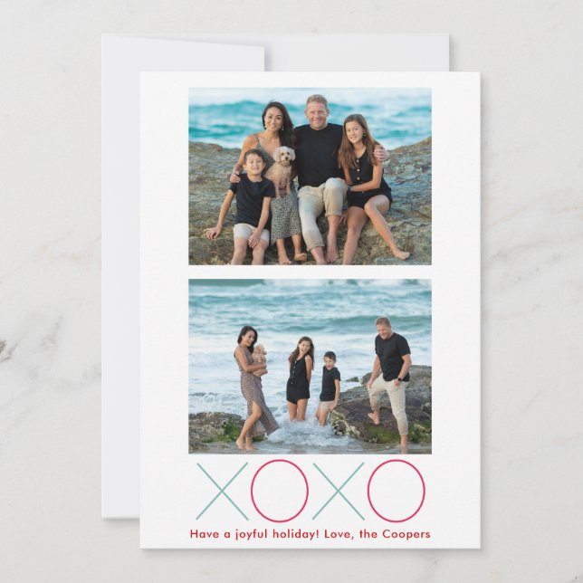 Cartes Pour Fêtes Annuelles XOXO Deux photos moderne photo minime photo (Devant)