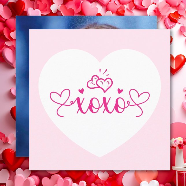 Cartes Pour Fêtes Annuelles XOXO Élégant Script Coeurs roses Valentines Day (Créateur téléchargé)