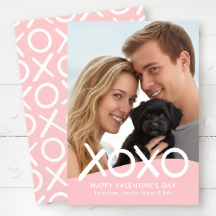 Cartes Pour Fêtes Annuelles XOXO Joyeuse Saint-Valentin Photo Rose Moderne