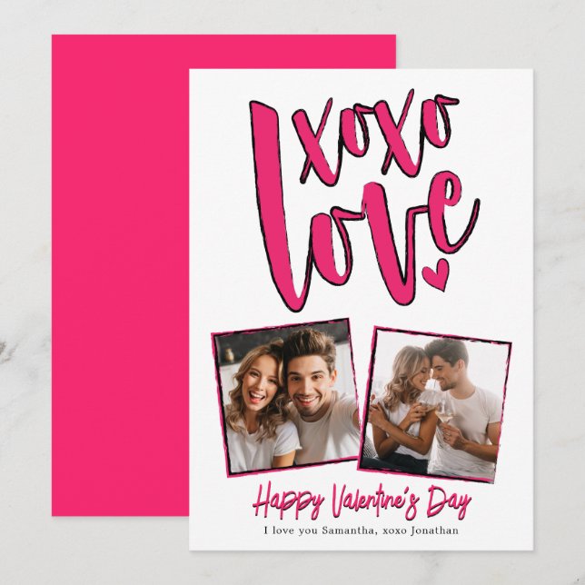 Cartes Pour Fêtes Annuelles XOXO Love Photo Saint Valentin Photo (Devant / Derrière)