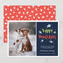 Cartes Pour Fêtes Annuelles Yappy Howlidays Chien Photo de Noël Marine