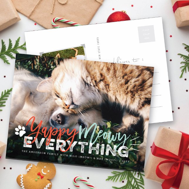 Cartes Pour Fêtes Annuelles Yappy Meowy Everything Chien et chat Animateur de  (Créateur téléchargé)