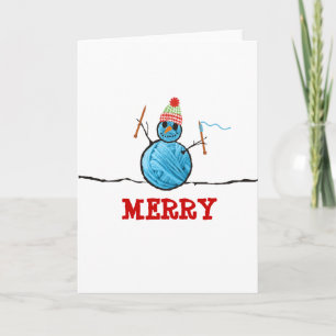Cartes Pour Fêtes Annuelles Yarn snowman tricot aiguilles Noël vacances