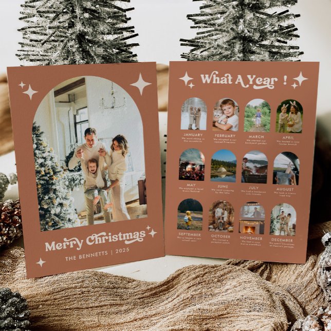 Cartes Pour Fêtes Annuelles Year In Review Boho Arch Photo Christmas Card (Créateur téléchargé)