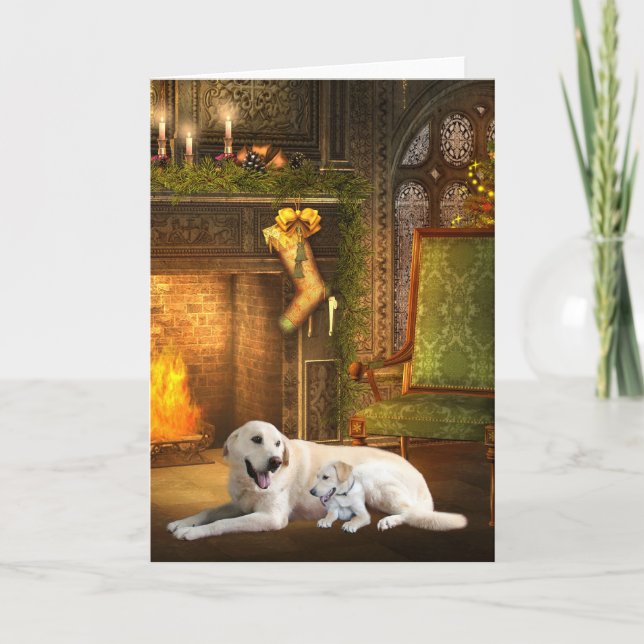 Cartes Pour Fêtes Annuelles Yellow lab Christmas (Devant)