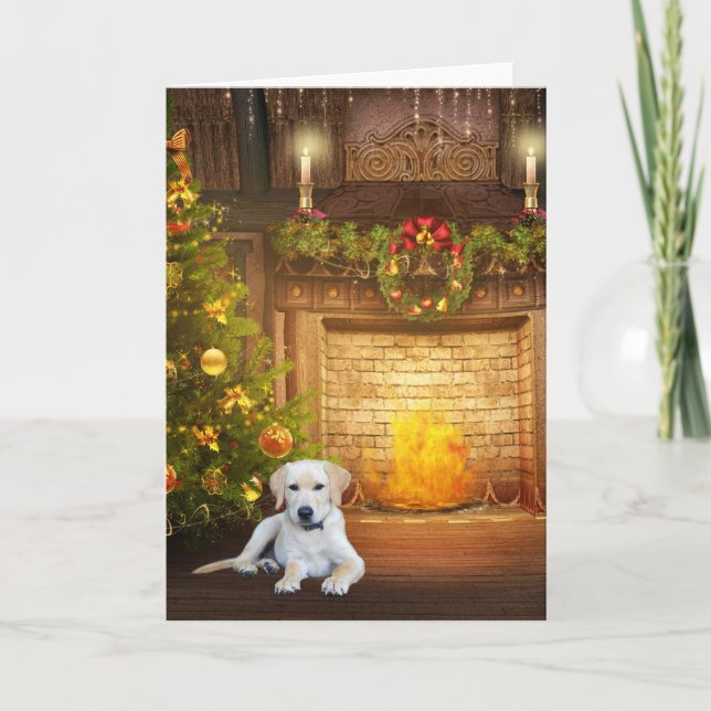 Cartes Pour Fêtes Annuelles Yellow lab Christmas (Devant)