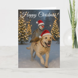 Cartes Pour Fêtes Annuelles Yellow Labrador and Partridge Christmas card