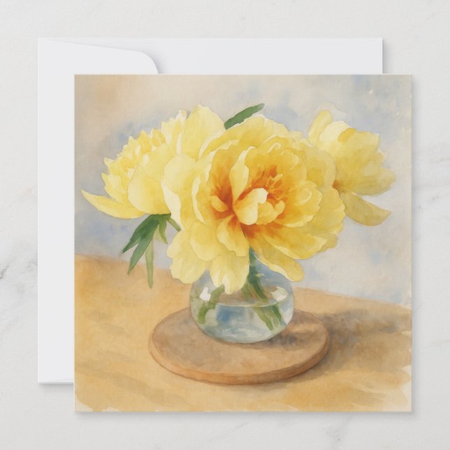 Cartes Pour Fêtes Annuelles Yellow Peonies  - Greeting Card (Devant)