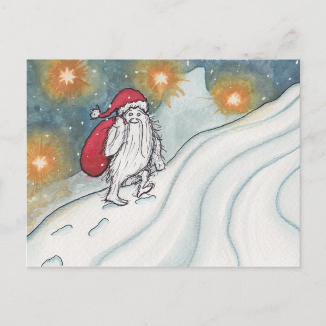 Cartes Pour Fêtes Annuelles Yeti Père Noël (Devant)