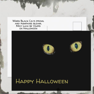 Cartes Pour Fêtes Annuelles Yeux de Chat Joy Halloween Noir