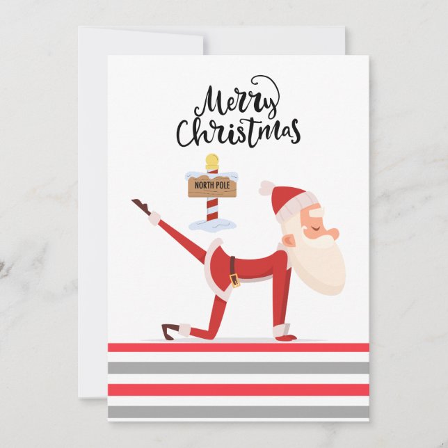 Cartes Pour Fêtes Annuelles Yoga Christmas Santa Claus posant Yoga Holiday (Devant)