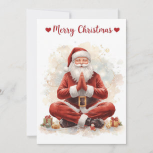 Cartes Pour Fêtes Annuelles Yoga Christmas Santa Claus posant Yoga Holiday