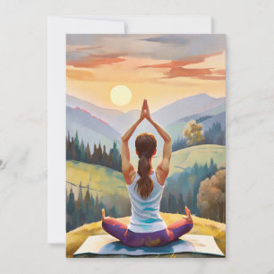 Cartes Pour Fêtes Annuelles Yoga Girl Confortable, Paix