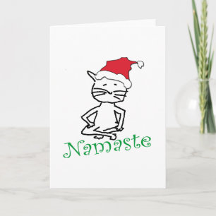 Cartes Pour Fêtes Annuelles Yoga Père Noël Chat