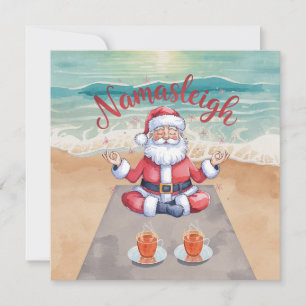 Cartes Pour Fêtes Annuelles Yoga sainte zen avant dix heures par la plage 
