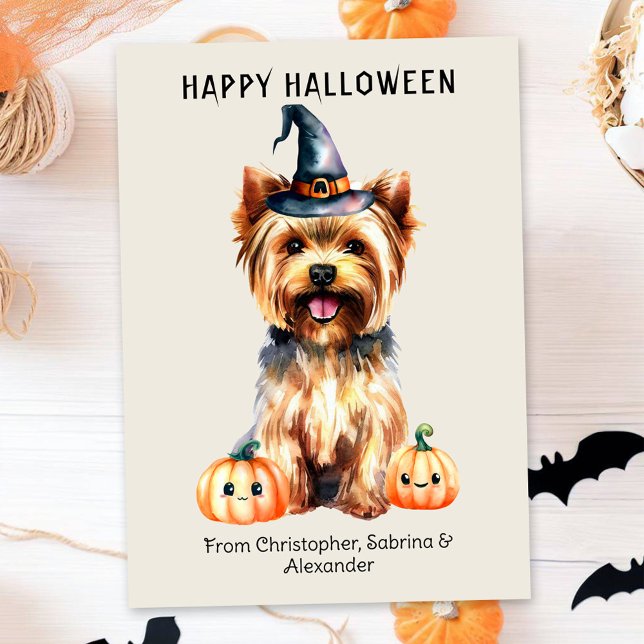 Cartes Pour Fêtes Annuelles Yorkie Chien Halloween heureux (Créateur téléchargé)