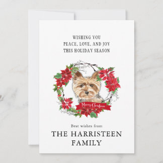 Cartes Pour Fêtes Annuelles Yorkshire Terrier Aquarelle Poinsettia Noël