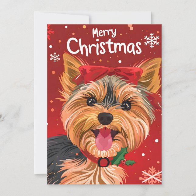 Cartes Pour Fêtes Annuelles Yorkshire Terrier Noël (Devant)