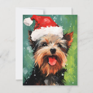 Cartes Pour Fêtes Annuelles Yorkshire Terrier peinture de Noël