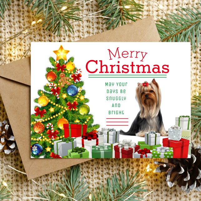 Cartes Pour Fêtes Annuelles Yorkshire Terrier voeux de Noël (Yorkshire Terrier Christmas Greeting Holiday Postcard - )