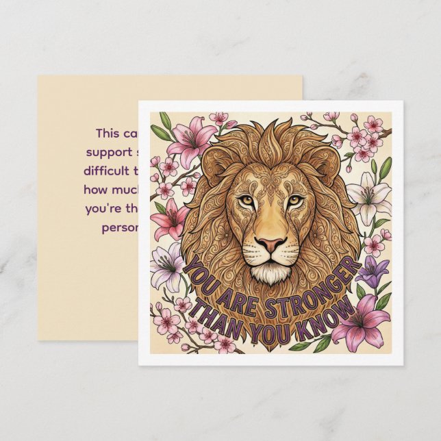 Cartes Pour Fêtes Annuelles You Are Strong Personalized Lion Card (Devant / Derrière)