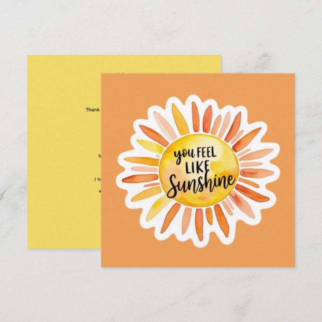 Cartes Pour Fêtes Annuelles You Feel Like Sunshine Personalized Card (Devant / Derrière)