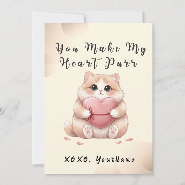 Cartes Pour Fêtes Annuelles You Make My Heart Purr Cat Valentine Card (Devant)