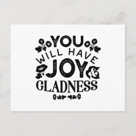 Cartes Pour Fêtes Annuelles You Will Have Joy and Gladness Inspirational Quote