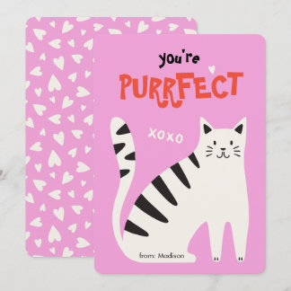 Cartes Pour Fêtes Annuelles You're purrfect cat classroom valentine's day card