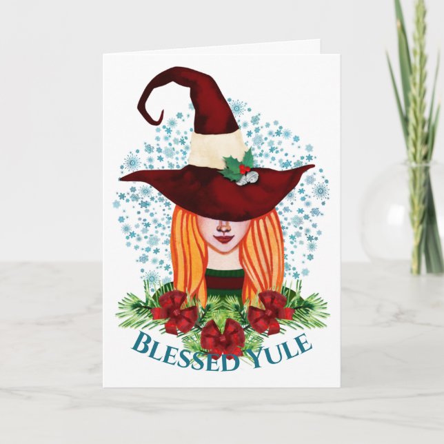 Cartes Pour Fêtes Annuelles Yule bénie, Solstice d'hiver confortable et joyeus (Devant)