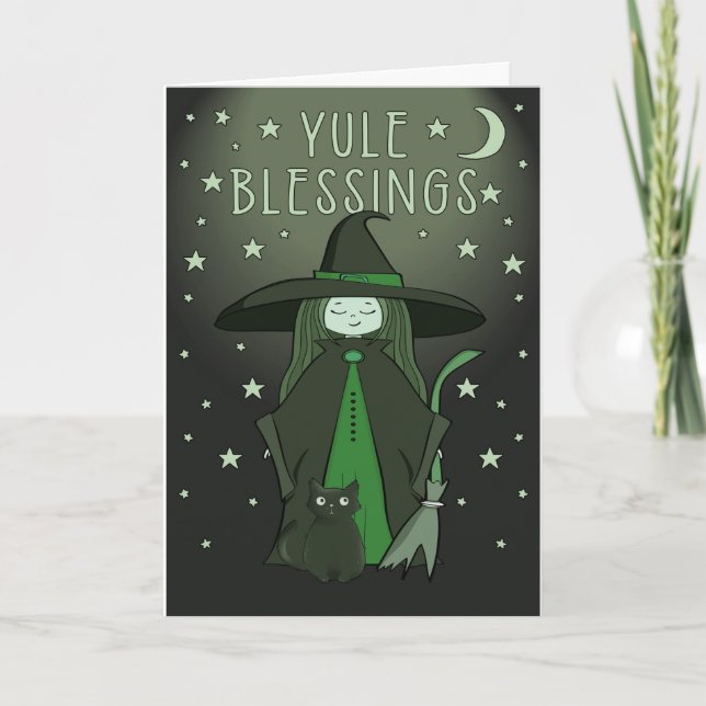 Cartes Pour Fêtes Annuelles Yule Blessings Cheeky Witch (Devant)