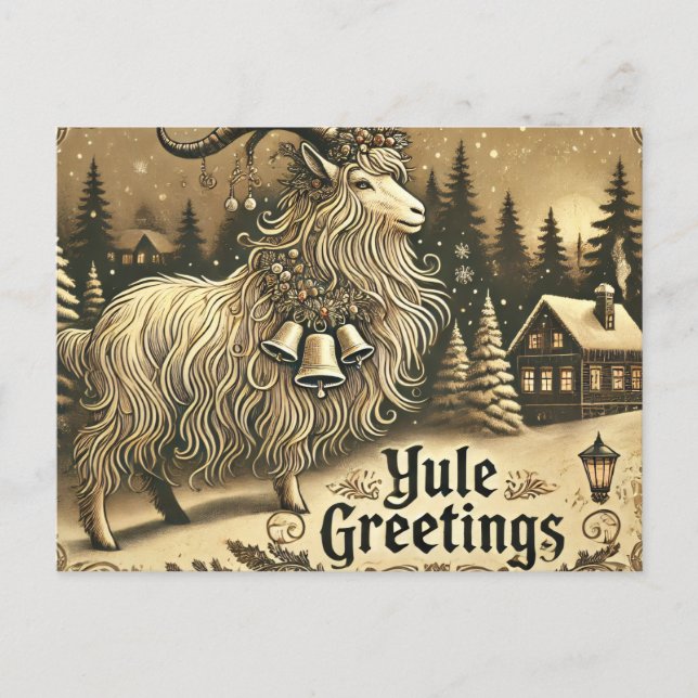 Cartes Pour Fêtes Annuelles Yule Salutations - Festive Chèvre Art de Vacances (Devant)