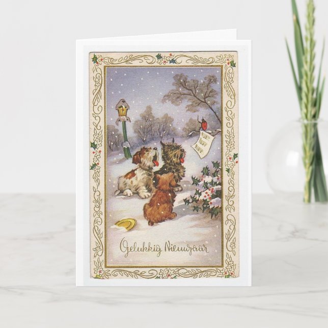 Cartes Pour Fêtes Annuelles Yule vintage (Devant)