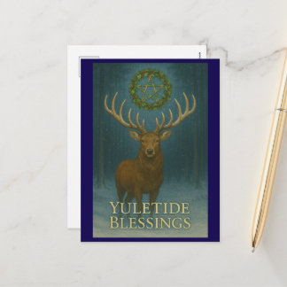 Cartes Pour Fêtes Annuelles Yuletide Blessings Stag Holiday Postcard