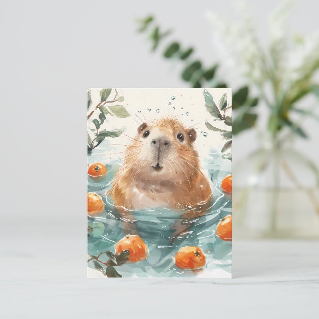 Cartes Pour Fêtes Annuelles Zen Capybara : Eaux Bien-Être (Debout devant)