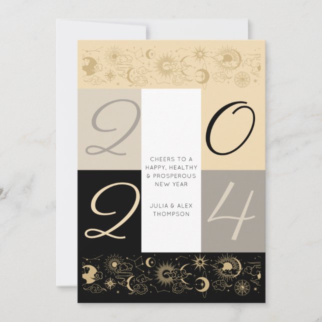 Cartes Pour Fêtes Annuelles Zodiac céleste salue Nouvel An Affaires Sans Photo (Devant)