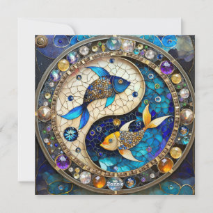 Cartes Pour Fêtes Annuelles Zodiac - Poissons de poisson Yin et Yang