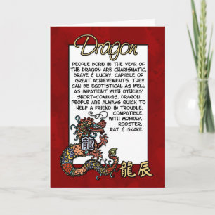 Cartes Pour Fêtes Annuelles Zodiaque chinois - Dragon