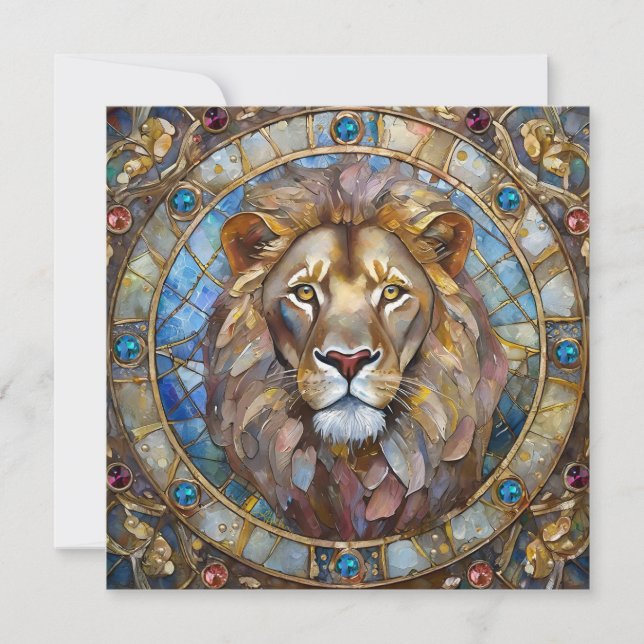 Cartes Pour Fêtes Annuelles Zodiaque - Léon le Lion (Devant)