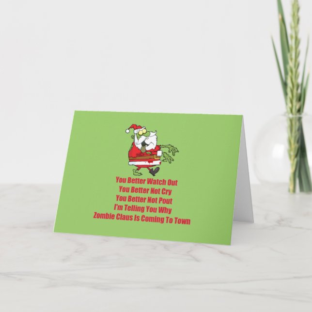 Cartes Pour Fêtes Annuelles Zombi Claus (vert) (Devant)